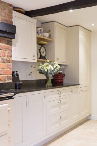 Handpainted kitchen with oak shelves and drawers amersham bucks 2 1 683x1024