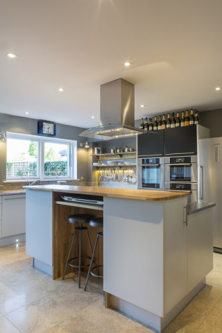 Oak stainless steel kitchen island Oxfordshire black