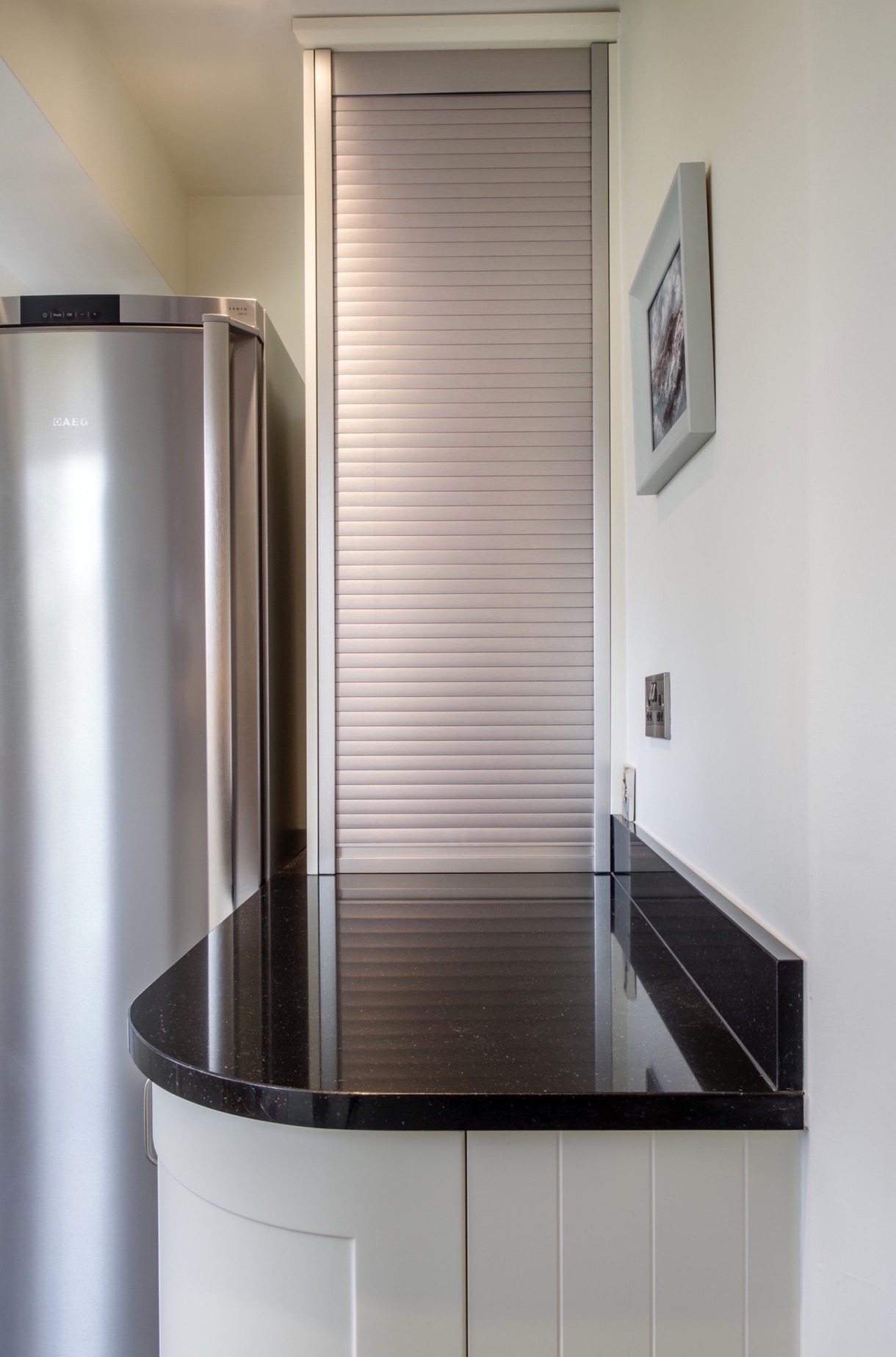 Stainless steel tambour door appliance storage long crendon buckinghamshire 2 2
