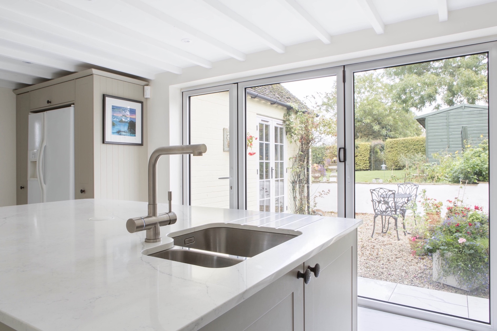 boiling water tap undermounted sink with draining grooves shabbingdon thame buckinghamshire 1