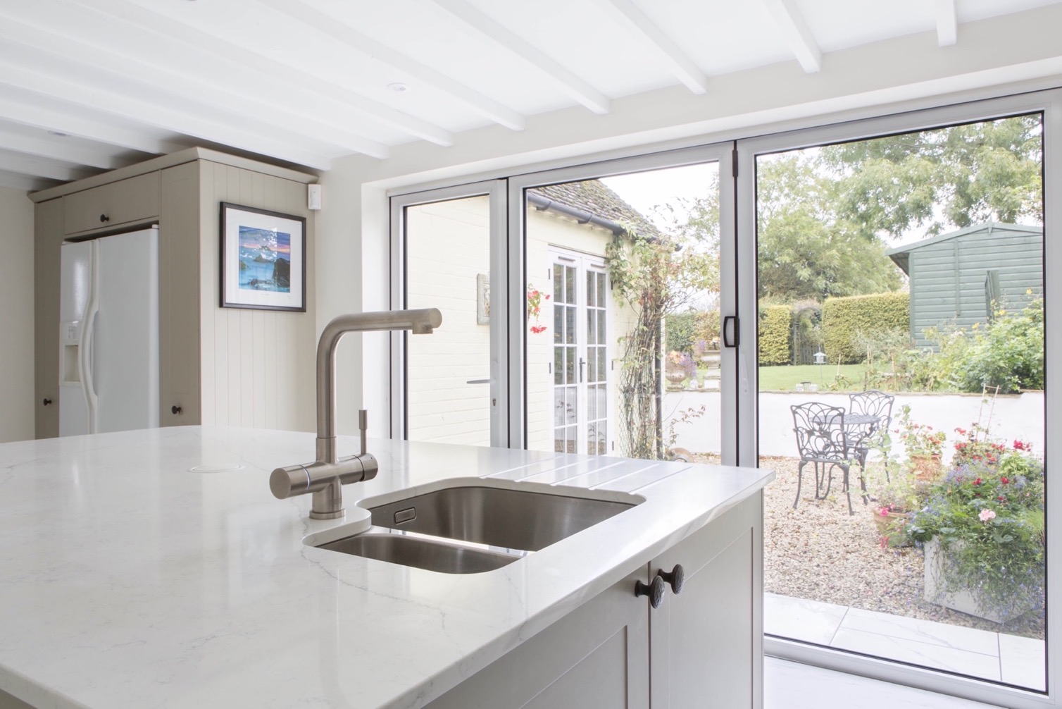 boiling water tap undermounted sink with draining grooves shabbingdon thame buckinghamshire 2