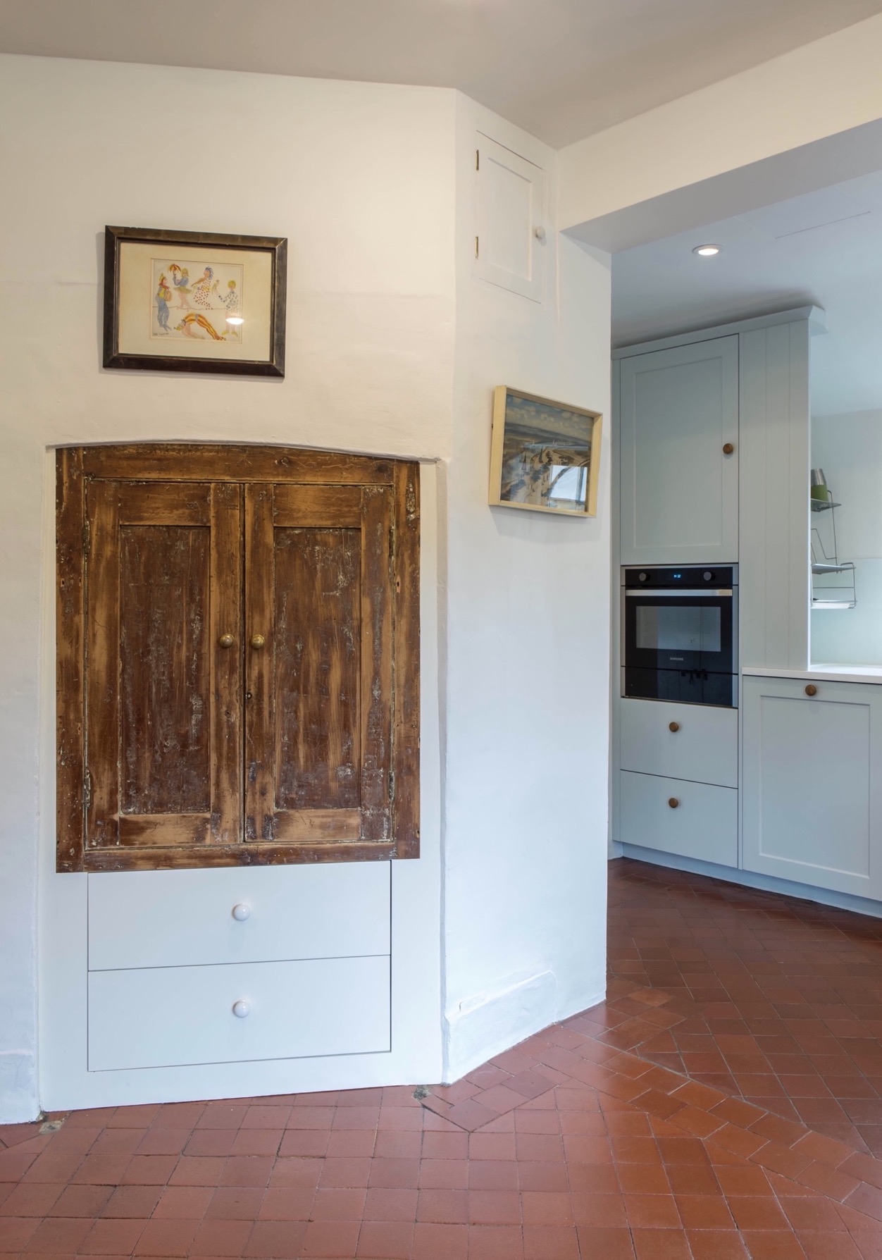 clever inset storage upcycled doors haddenham buckinghamshire bespoke kitchen