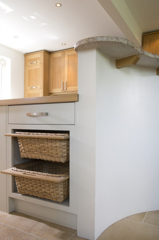 vegetable baskets curved kitchen island handpainted thame oxfordshire